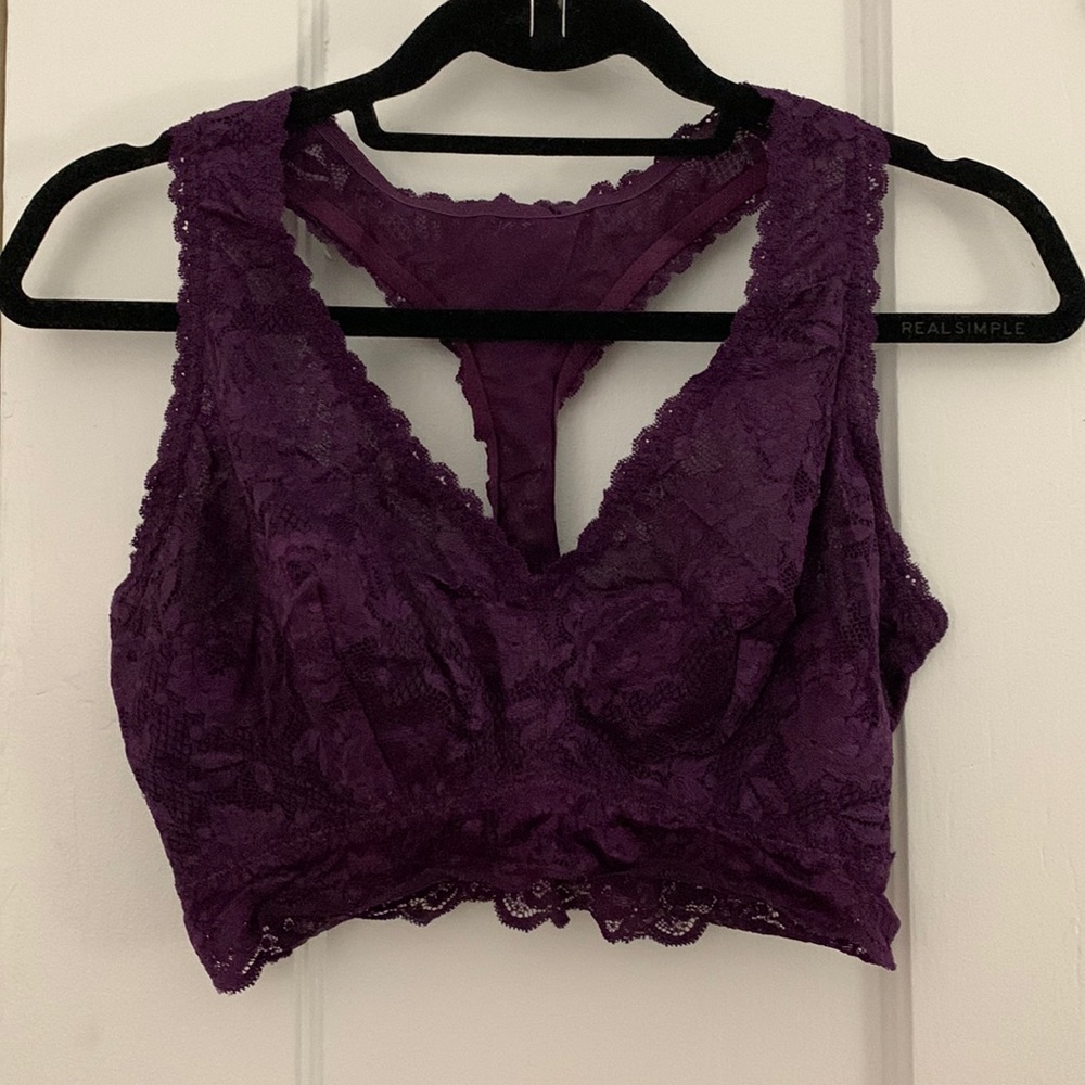 Deep Purple Lace Racerback Bralette - Size L